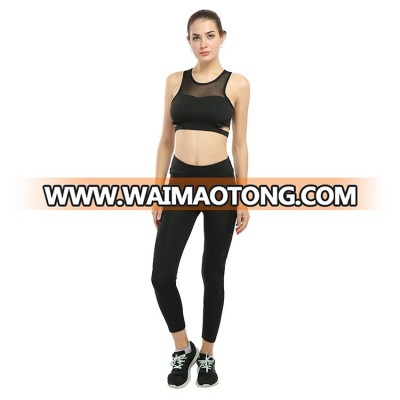 Yoga Sport Tights Workout Running Mesh Leggings Side Pocket For Women